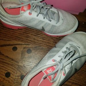 White/grey/coral Nike sneakers
